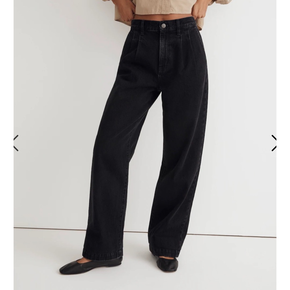 NWT Madewell pleated denim black pants size 28